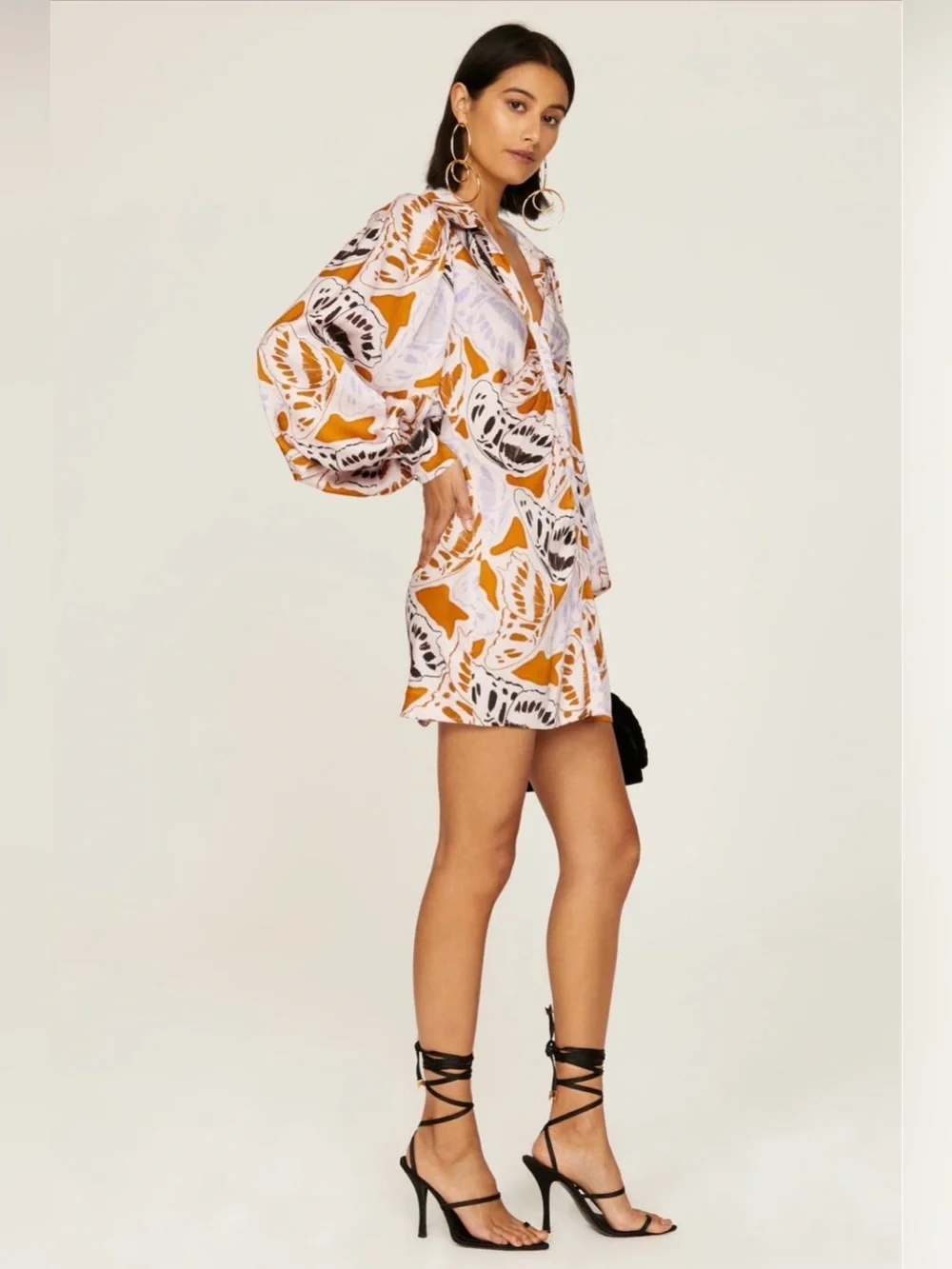 For Love & Lemons Women’s Esmeralda Mini Dress in Orange Butterfly Size XS